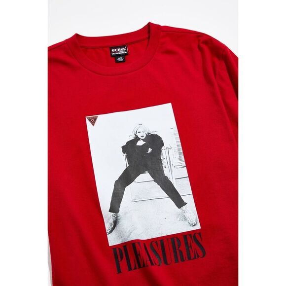 GUESS x PLEASURES Red Portrait Drew Barrymore T-Shirt - Picture 2 of 5